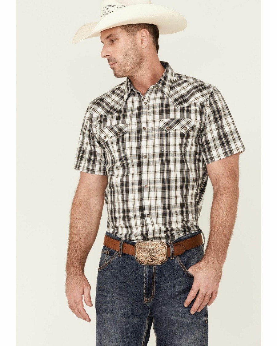 Clothing Cody James | Cody James Men'S Statement Dobby Plaid Short Sleeve Snap Western Shirt Discount