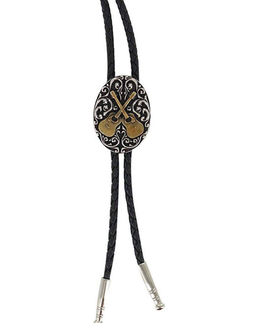 Men Cody James | Cody James Oval Dueling Guitars Bolo Tie Discount