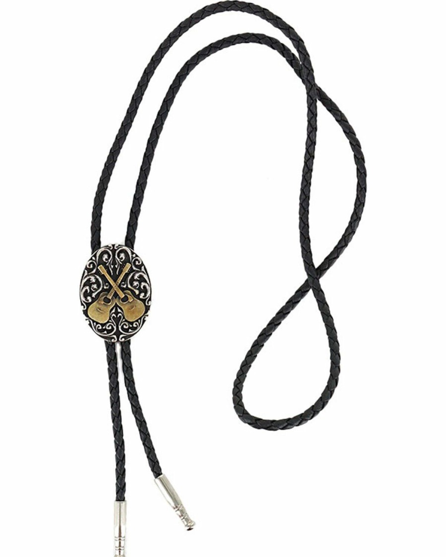 Men Cody James | Cody James Oval Dueling Guitars Bolo Tie Discount