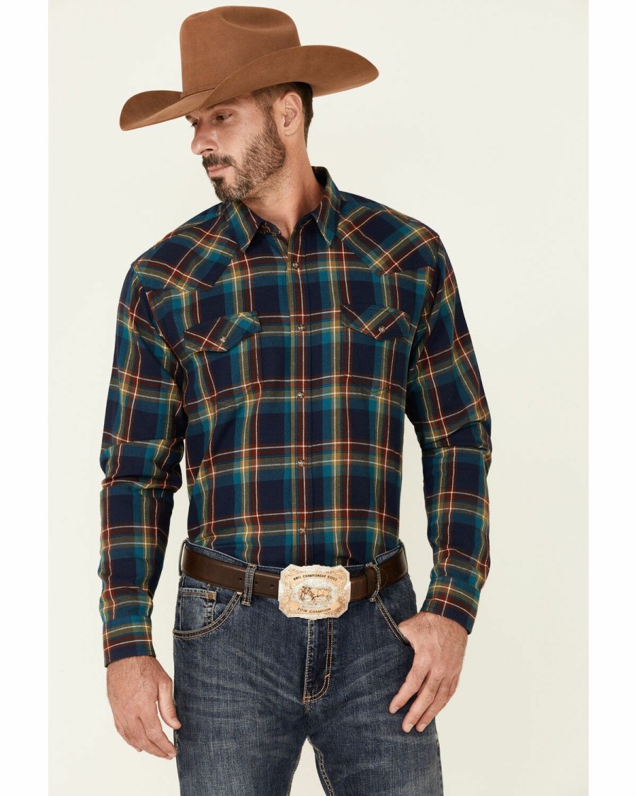 Gifts Cody James | Cody James Men'S Sunrise Small Plaid Long Sleeve Snap Western Flannel Shirt Sale