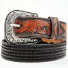 Gifts Cody James | Cody James Men'S Brown Floral Hand Tooled Stretch Bonded Strap Western Belt Sale