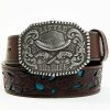 Gifts Cody James | Cody James Kids' Little Sheriff Brown Turquoise Underlay Belt Sale