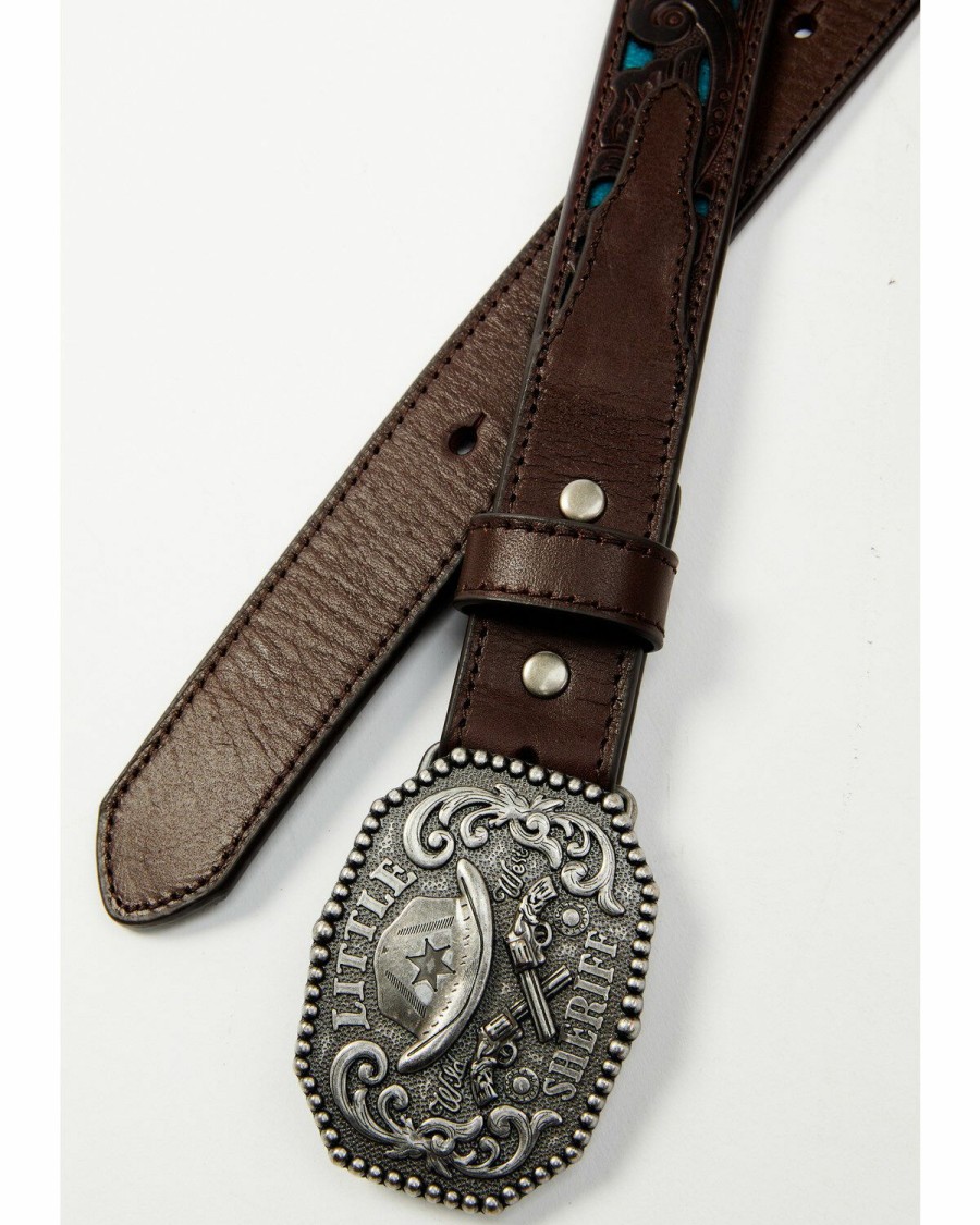 Gifts Cody James | Cody James Kids' Little Sheriff Brown Turquoise Underlay Belt Sale