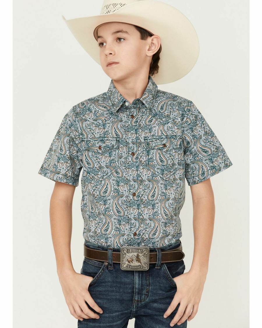 Clothing Cody James | Cody James Boys' Paisley Print Short Sleeve Western Shirt Discount