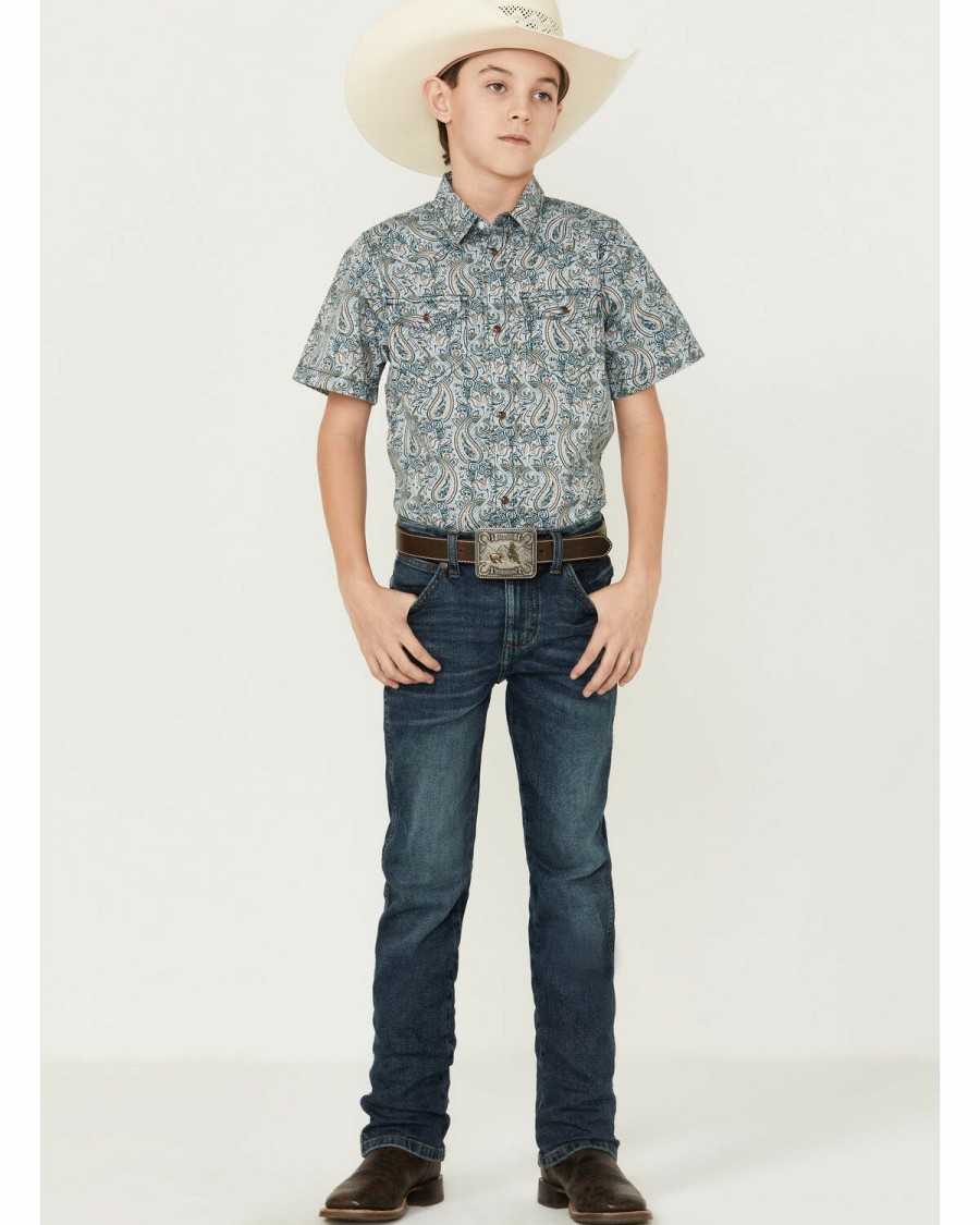 Clothing Cody James | Cody James Boys' Paisley Print Short Sleeve Western Shirt Discount