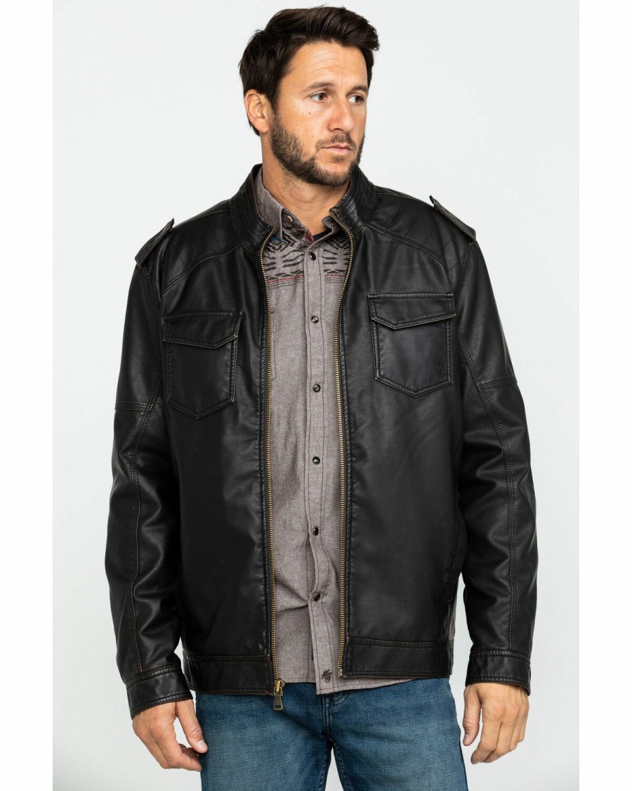 Clothing Cody James | Cody James Men'S Backwoods Distressed Faux Leather Moto Jacket Big & Tall Sale