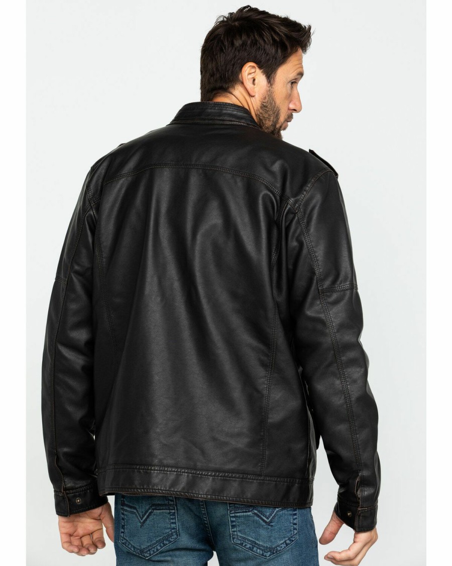 Clothing Cody James | Cody James Men'S Backwoods Distressed Faux Leather Moto Jacket Big & Tall Sale