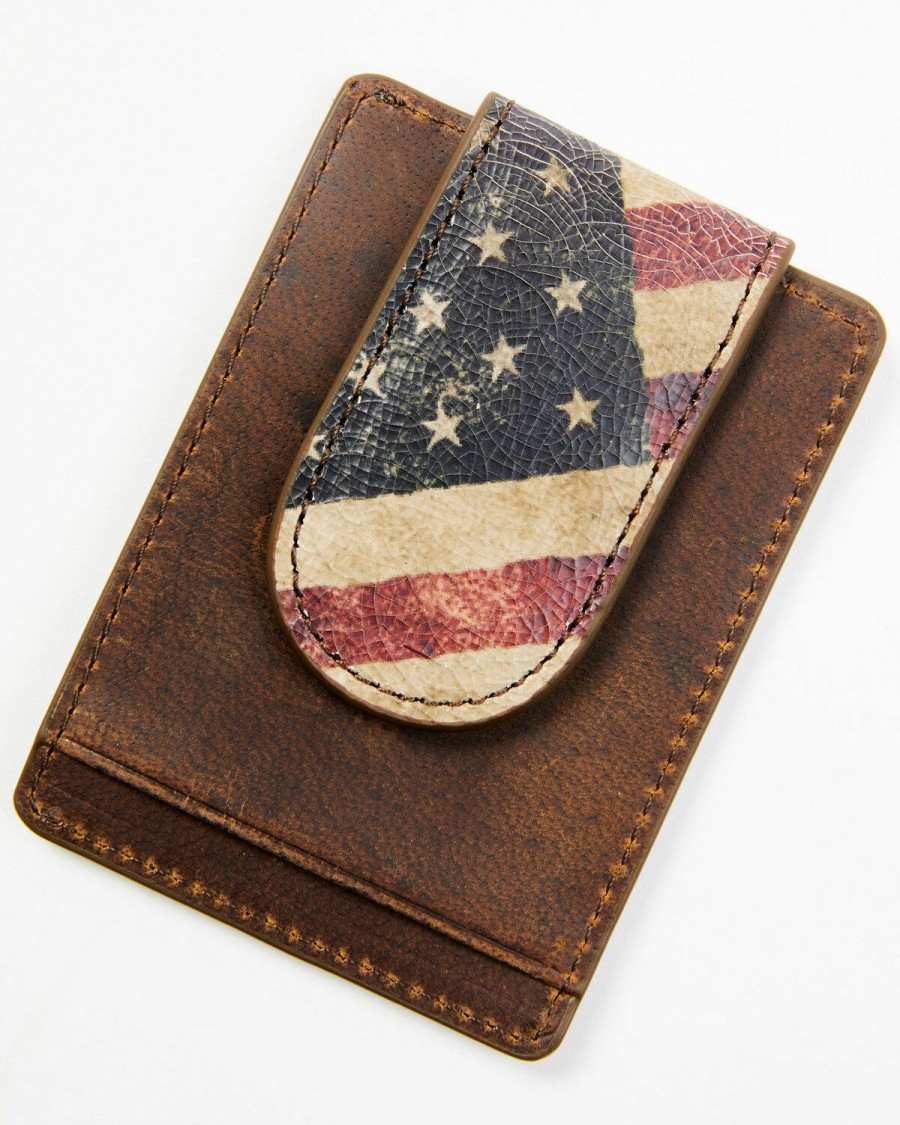 Men Cody James | Cody James Men'S Brown Distressed Flag Money Clip Sale