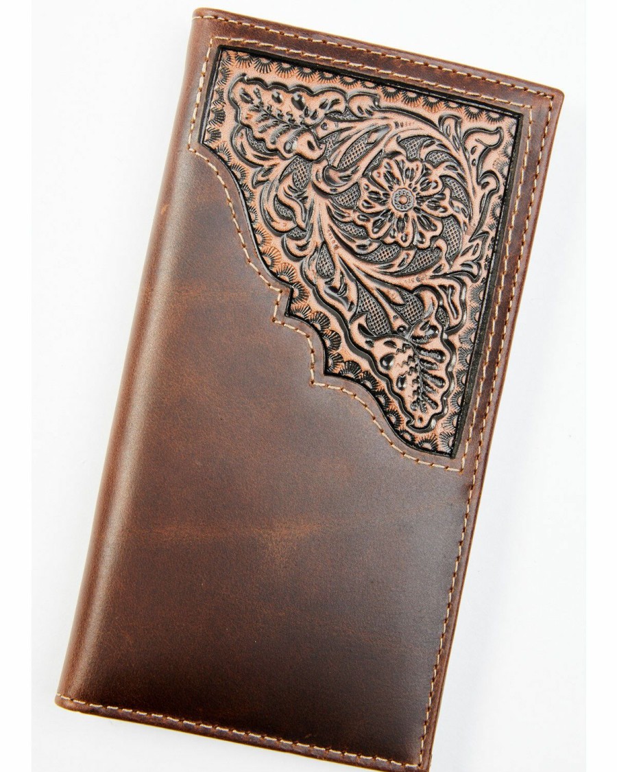 Men Cody James | Cody James Men'S Brown Rodeo Tooled Leather Wallet Sale