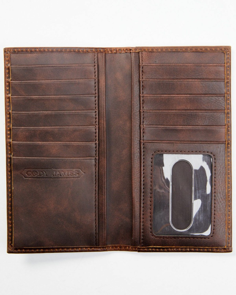 Men Cody James | Cody James Men'S Brown Rodeo Tooled Leather Wallet Sale