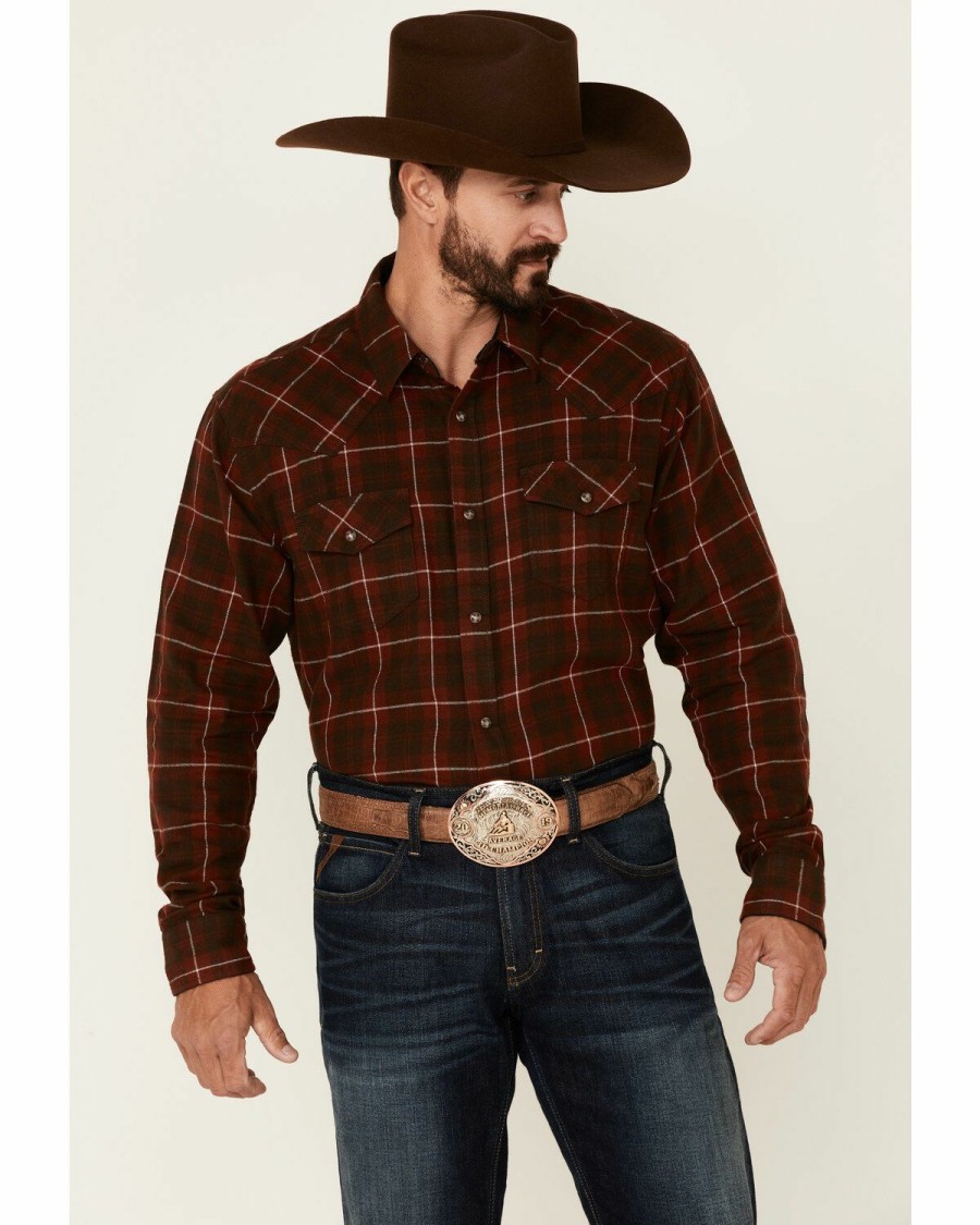 Gifts Cody James | Cody James Men'S Rust Workhorse Plaid Long Sleeve Snap Western Flannel Shirt Sale