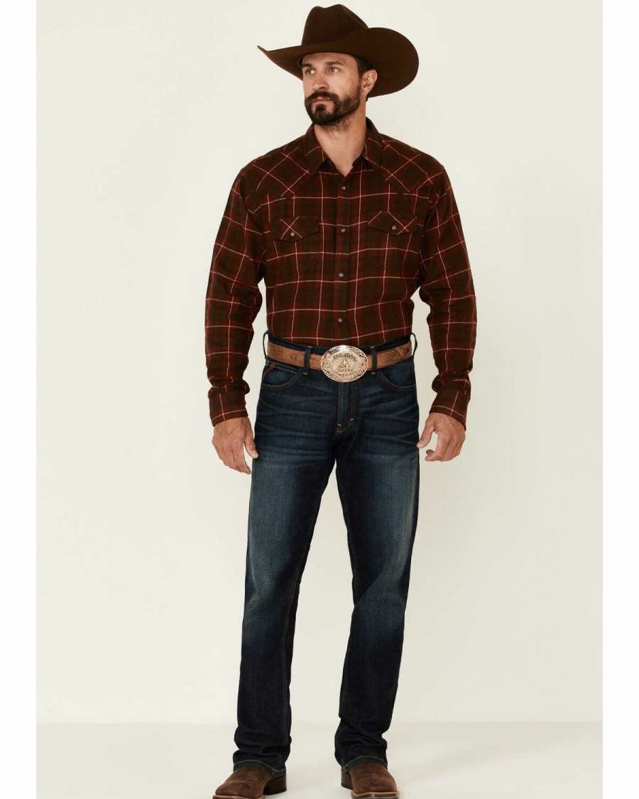 Gifts Cody James | Cody James Men'S Rust Workhorse Plaid Long Sleeve Snap Western Flannel Shirt Sale