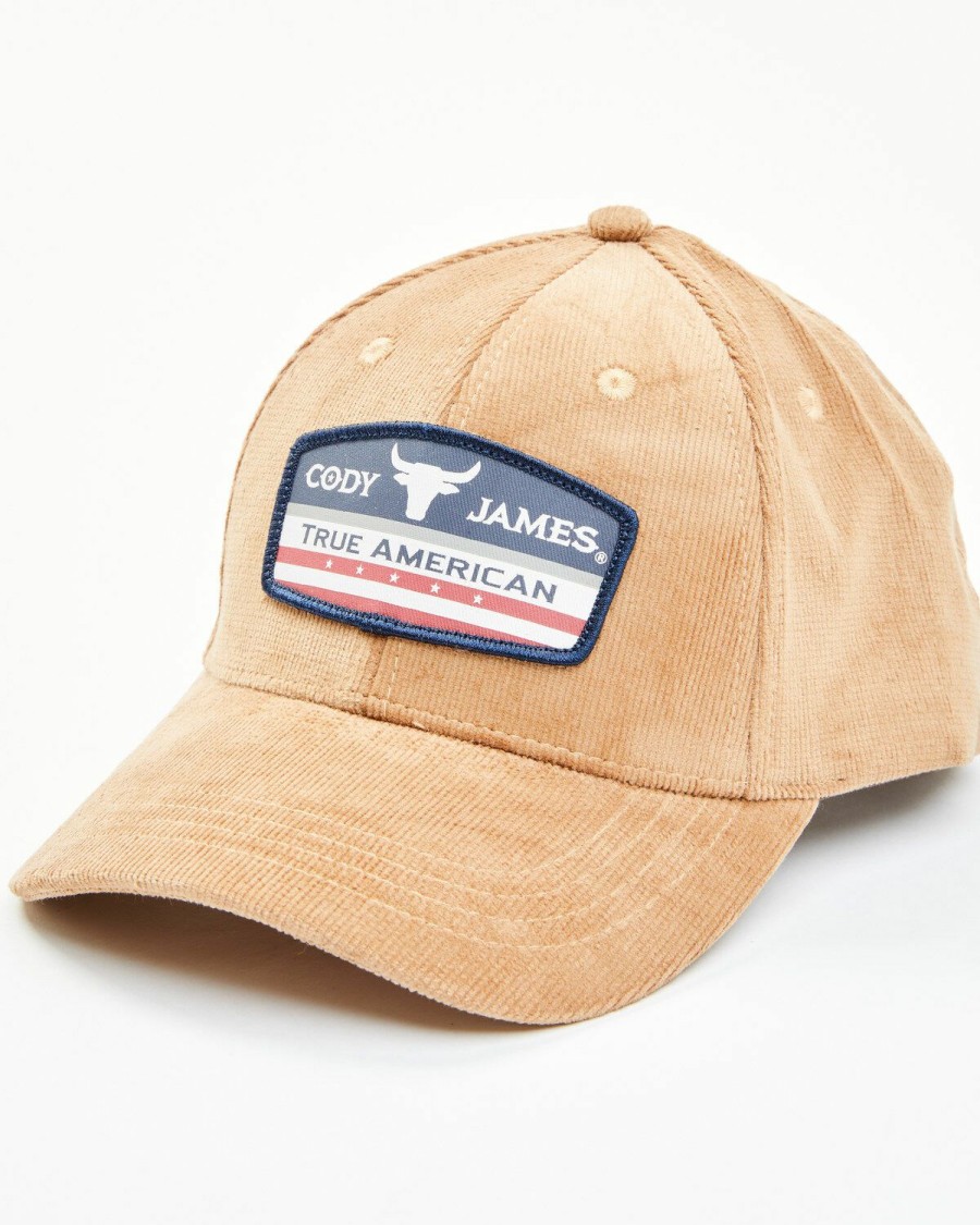 Gifts Cody James | Cody James Men'S Tan Corduroy True American Patch Solid-Back Ball Cap Discount