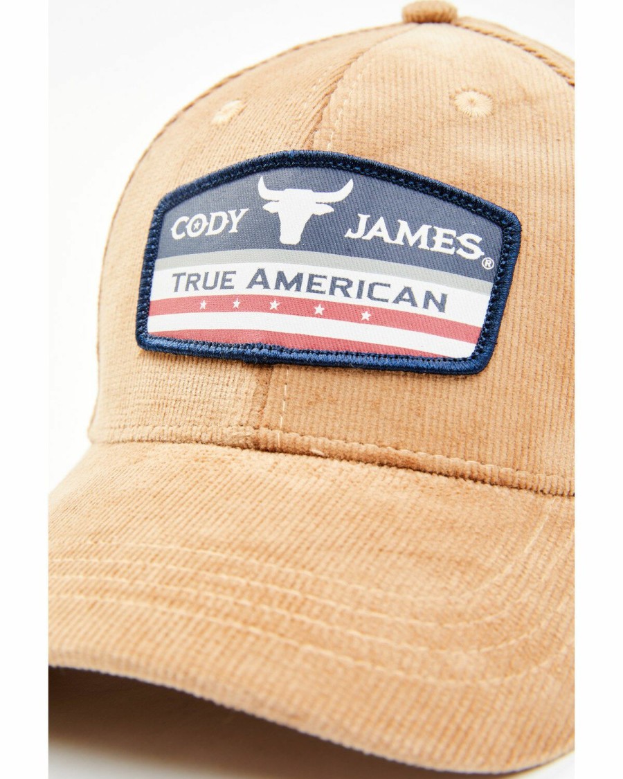 Gifts Cody James | Cody James Men'S Tan Corduroy True American Patch Solid-Back Ball Cap Discount