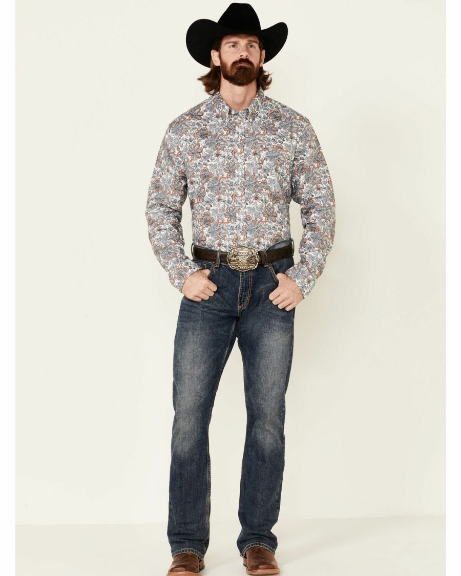 Gifts Cody James | Cody James Core Men'S Rein In Large Floral Print Long Sleeve Button-Down Western Shirt Sale