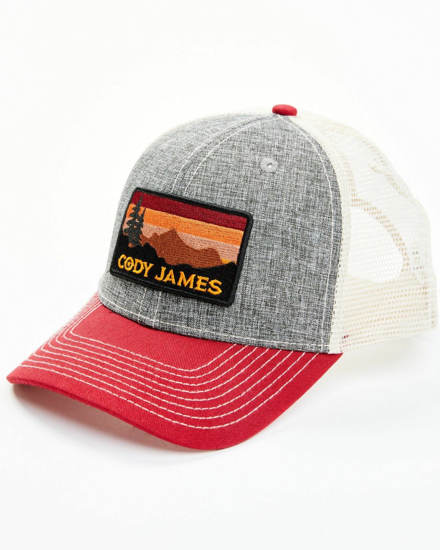 Gifts Cody James | Cody James Men'S Red & Grey Sunset Logo Patch Mesh-Back Ball Cap Outlet