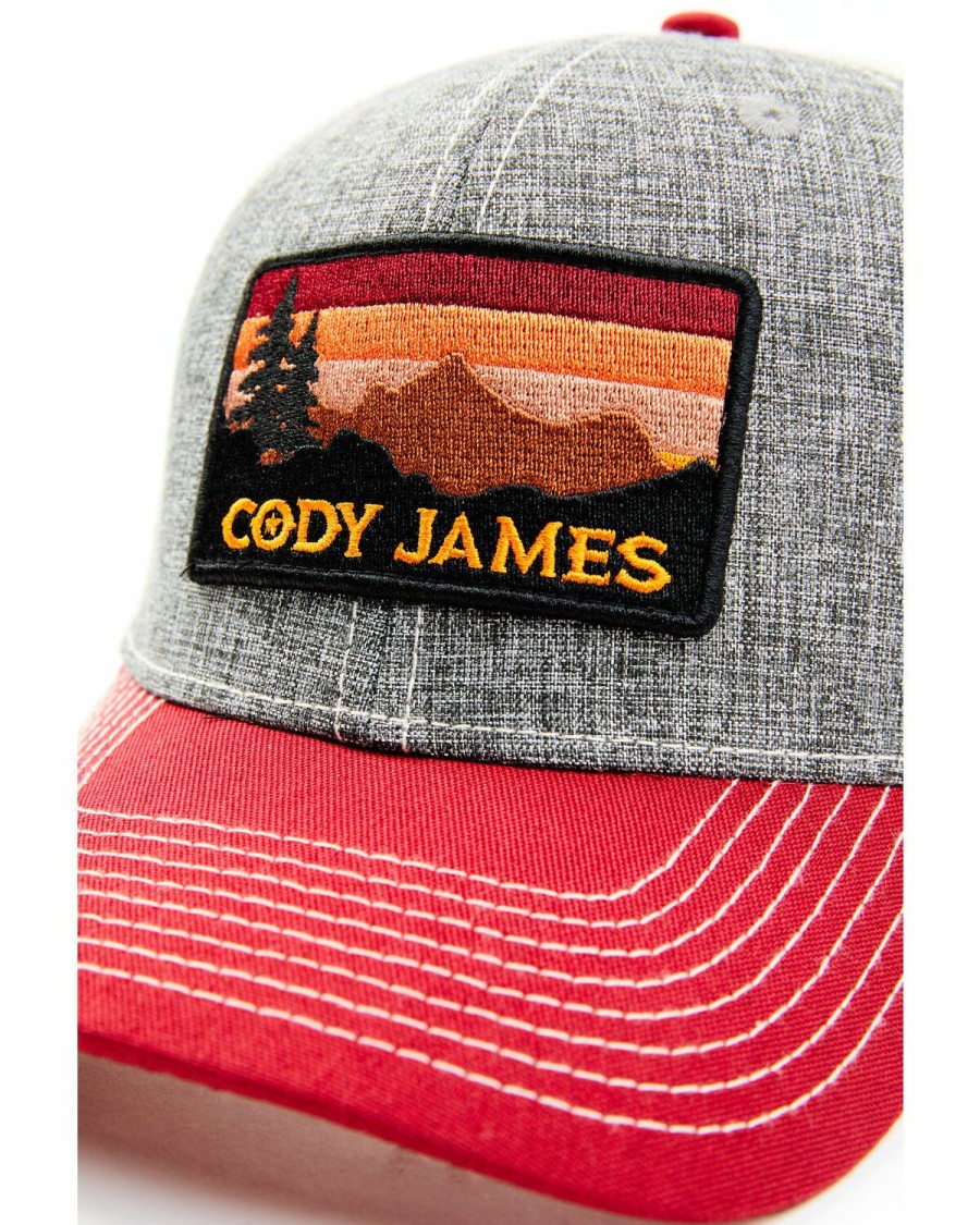 Gifts Cody James | Cody James Men'S Red & Grey Sunset Logo Patch Mesh-Back Ball Cap Outlet