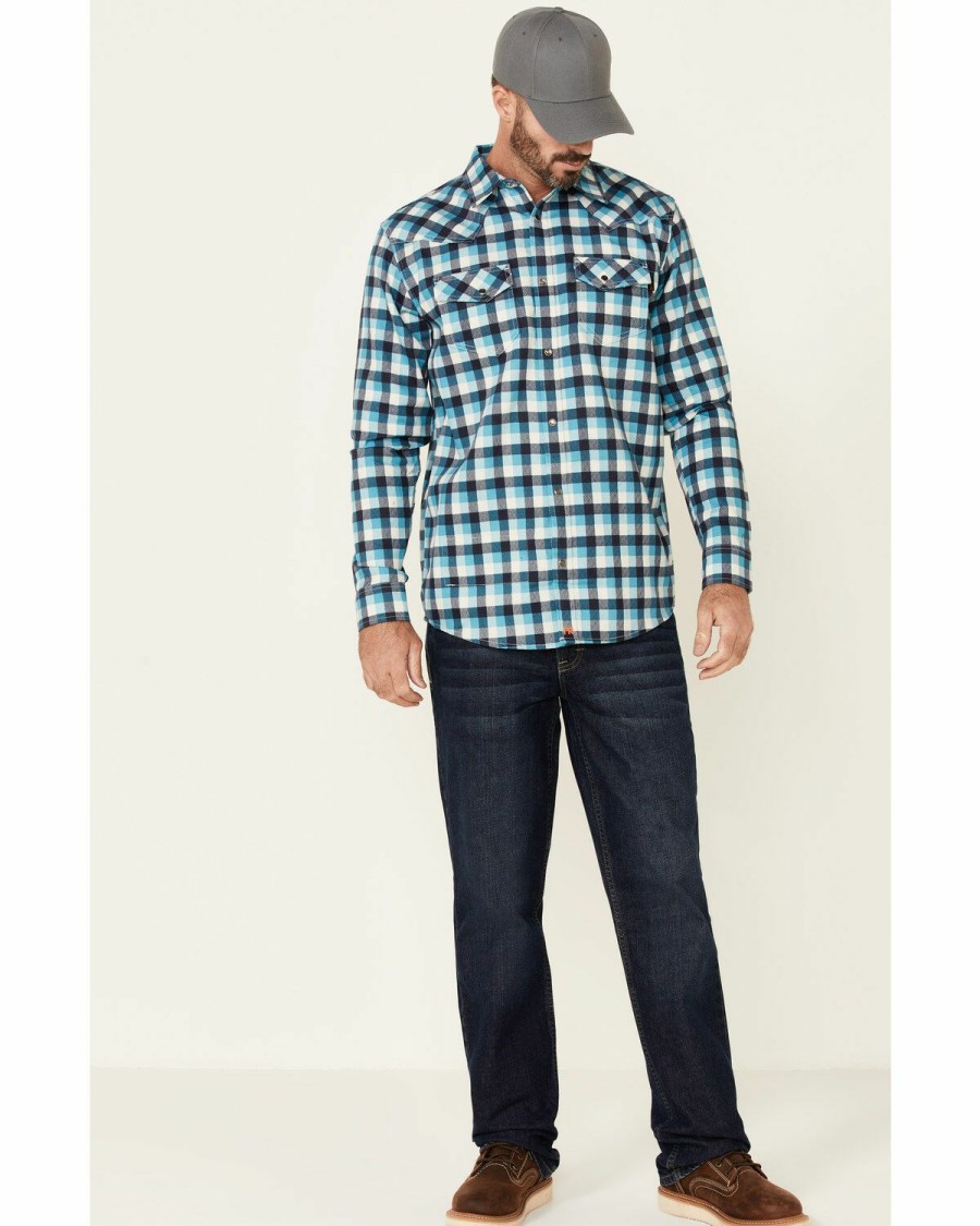 Clothing Cody James | Cody James Men'S Fr Teal Plaid Long Sleeve Work Shirt Sale