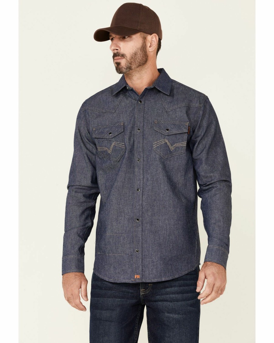 Clothing Cody James | Cody James Men'S Fr Indigo Denim Long Sleeve Work Shirt Outlet