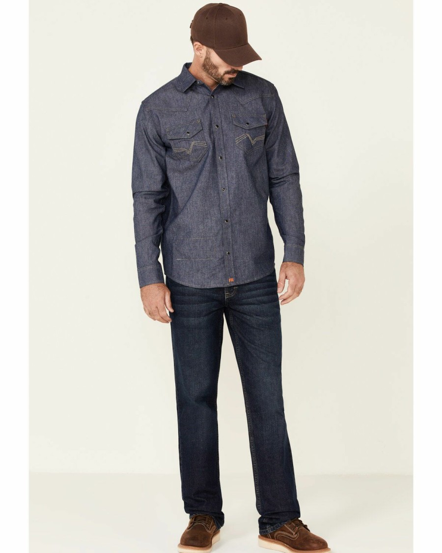 Clothing Cody James | Cody James Men'S Fr Indigo Denim Long Sleeve Work Shirt Outlet