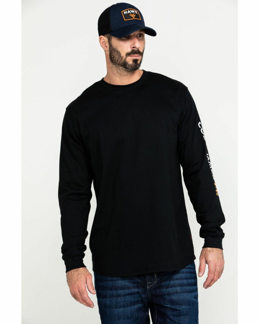 Men Cody James | Cody James Men'S Black Fr Logo Long Sleeve Work Shirt Tall Online