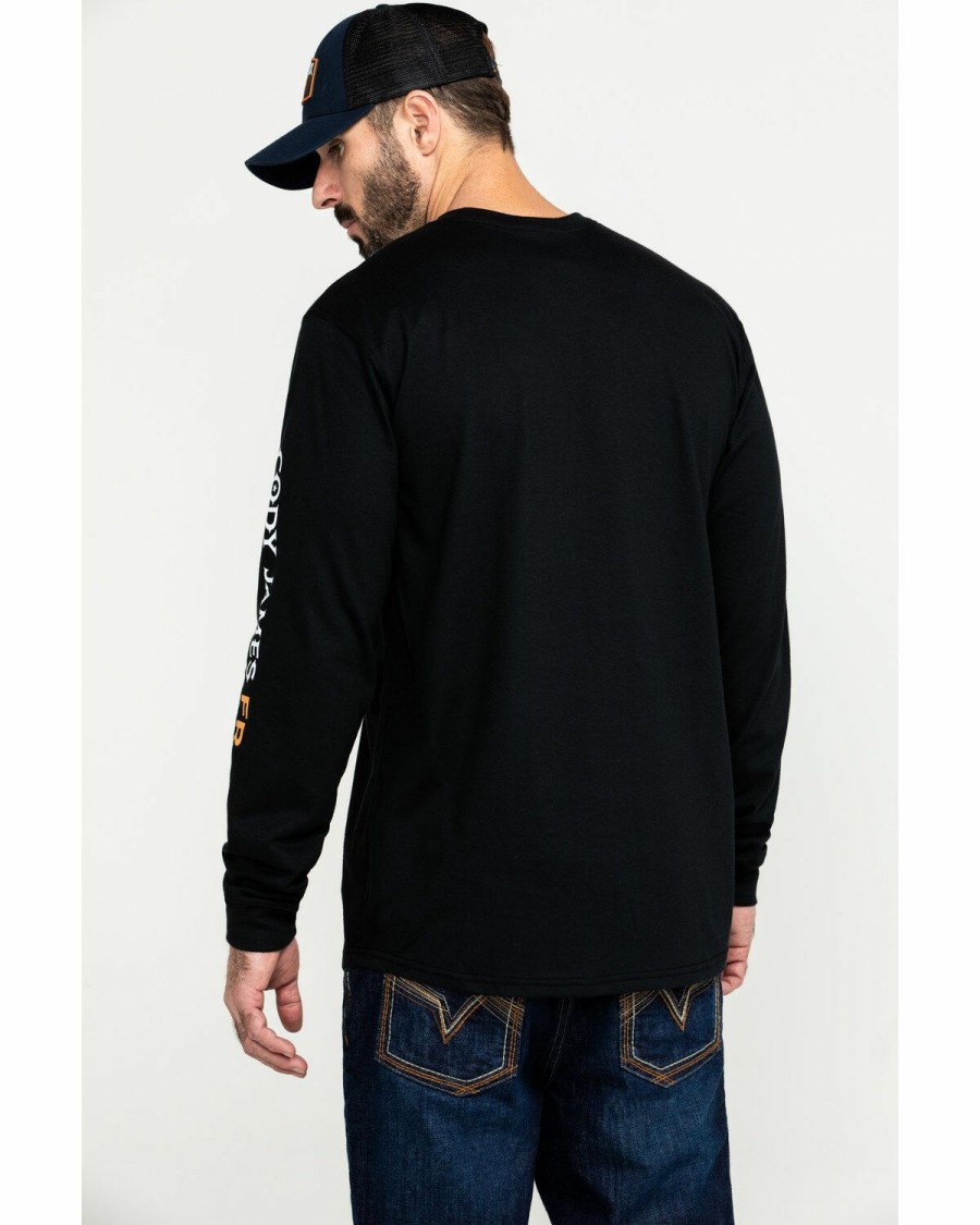 Men Cody James | Cody James Men'S Black Fr Logo Long Sleeve Work Shirt Tall Online