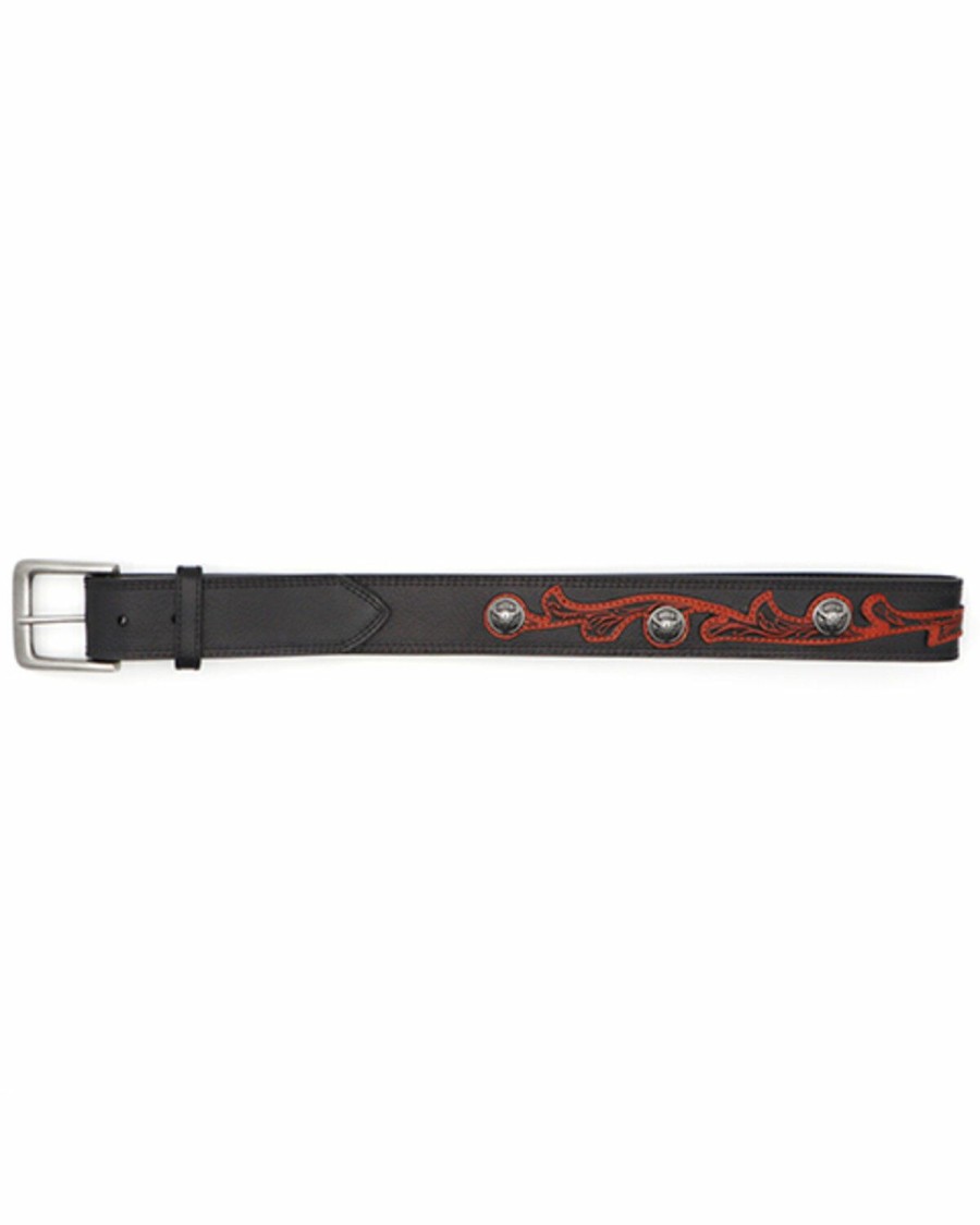 Men Cody James | Cody James Men'S Western Scrolled Skull Concho Western Belt Sale