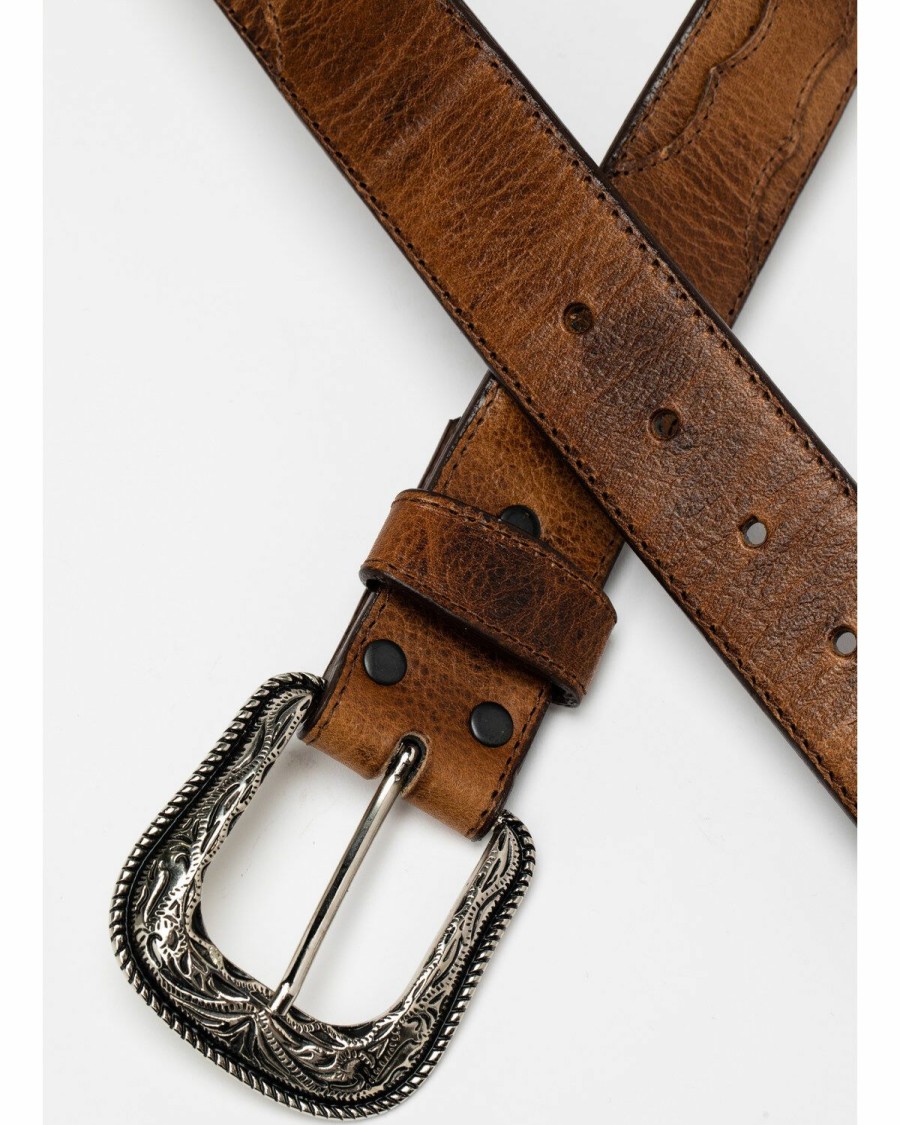 Men Cody James | Cody James Men'S Crazy Brown Billet Leather Buckle Belt Outlet