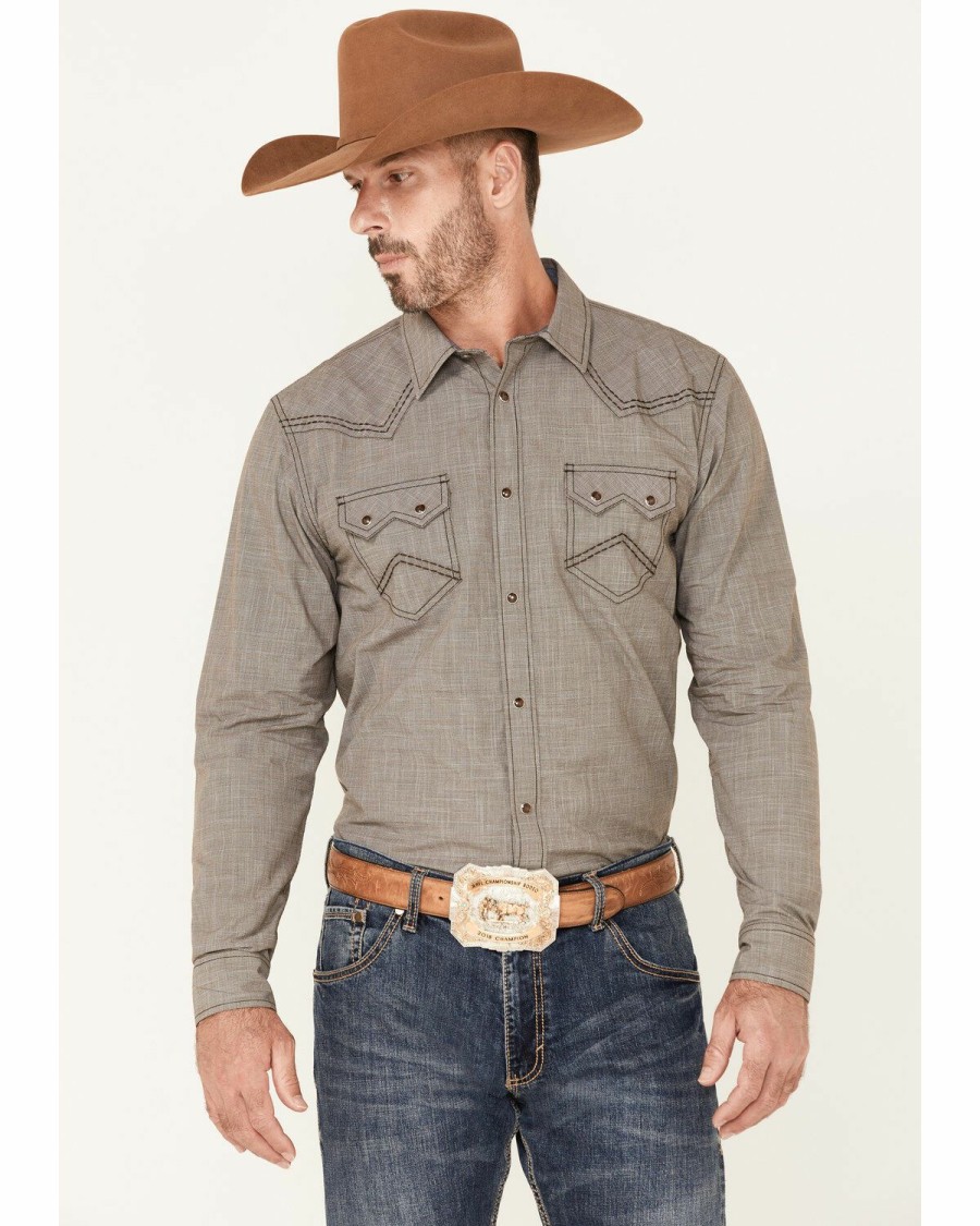 Gifts Cody James | Cody James Men'S Decree Solid Chambray Long Sleeve Snap Western Shirt Big & Tall Sale