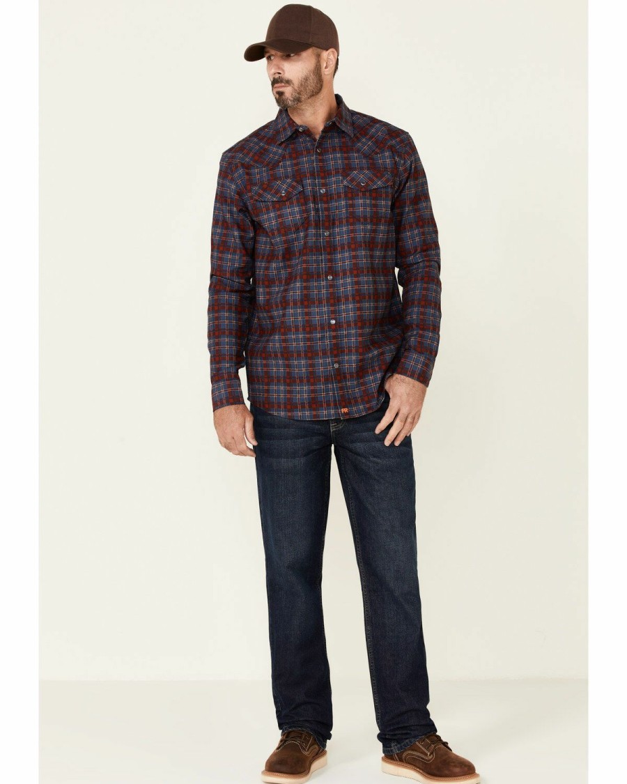 Gifts Cody James | Cody James Men'S Fr Indigo Plaid Long Sleeve Work Shirt Tall Online