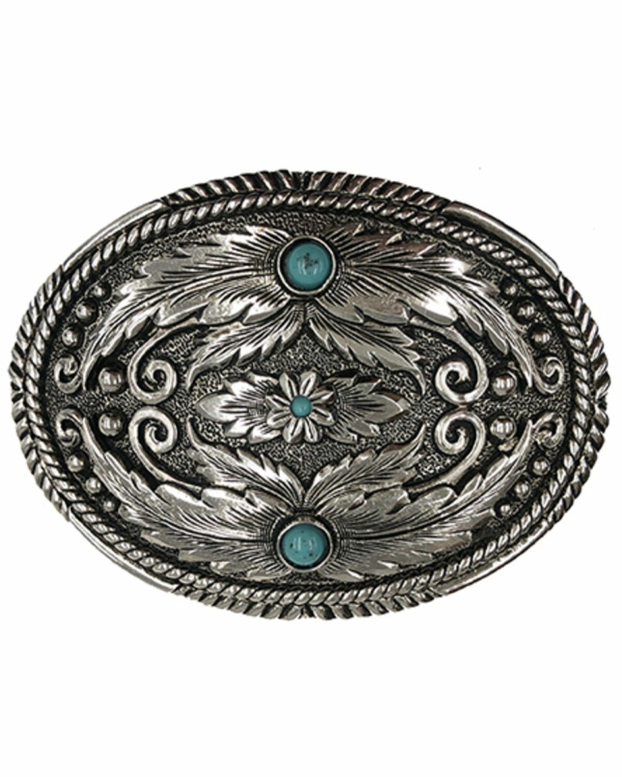 Men Cody James | Cody James Men'S Fancy Feathers Turquoise Buckle Sale