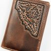 Men Cody James | Cody James Men'S Brown Tooled Trifold Leather Wallet Outlet