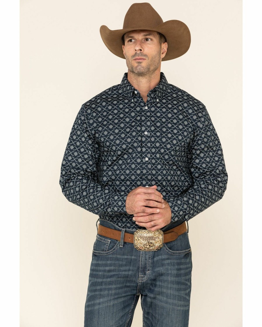 Gifts Cody James | Cody James Core Men'S Party Turtle Floral Print Long Sleeve Western Shirt Outlet