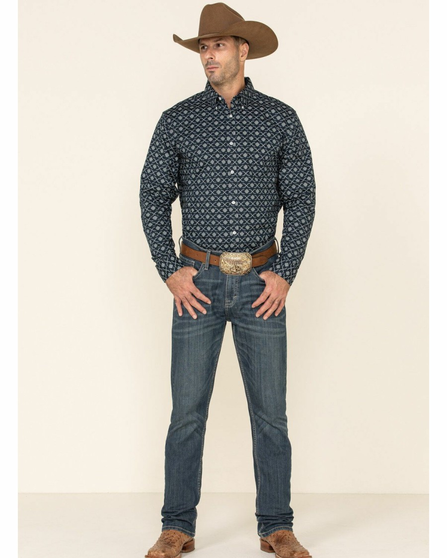 Gifts Cody James | Cody James Core Men'S Party Turtle Floral Print Long Sleeve Western Shirt Outlet