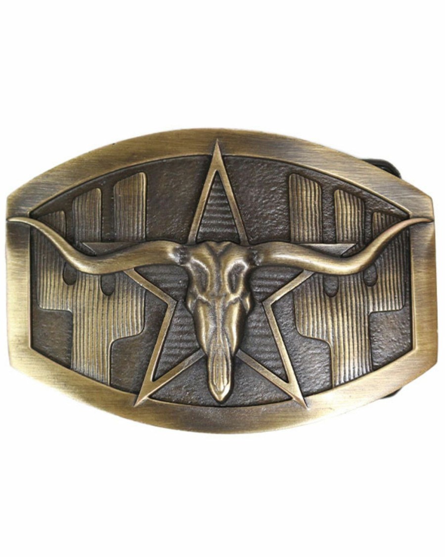 Men Cody James | Cody James Long Horn Bronze Belt Buckle Outlet