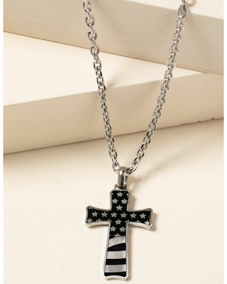 Men Cody James | Cody James Men'S Stainless Flag Cross Discount