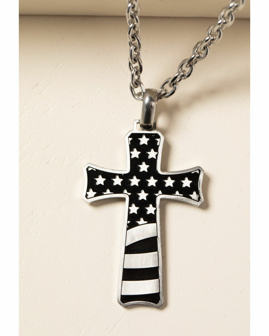 Men Cody James | Cody James Men'S Stainless Flag Cross Discount