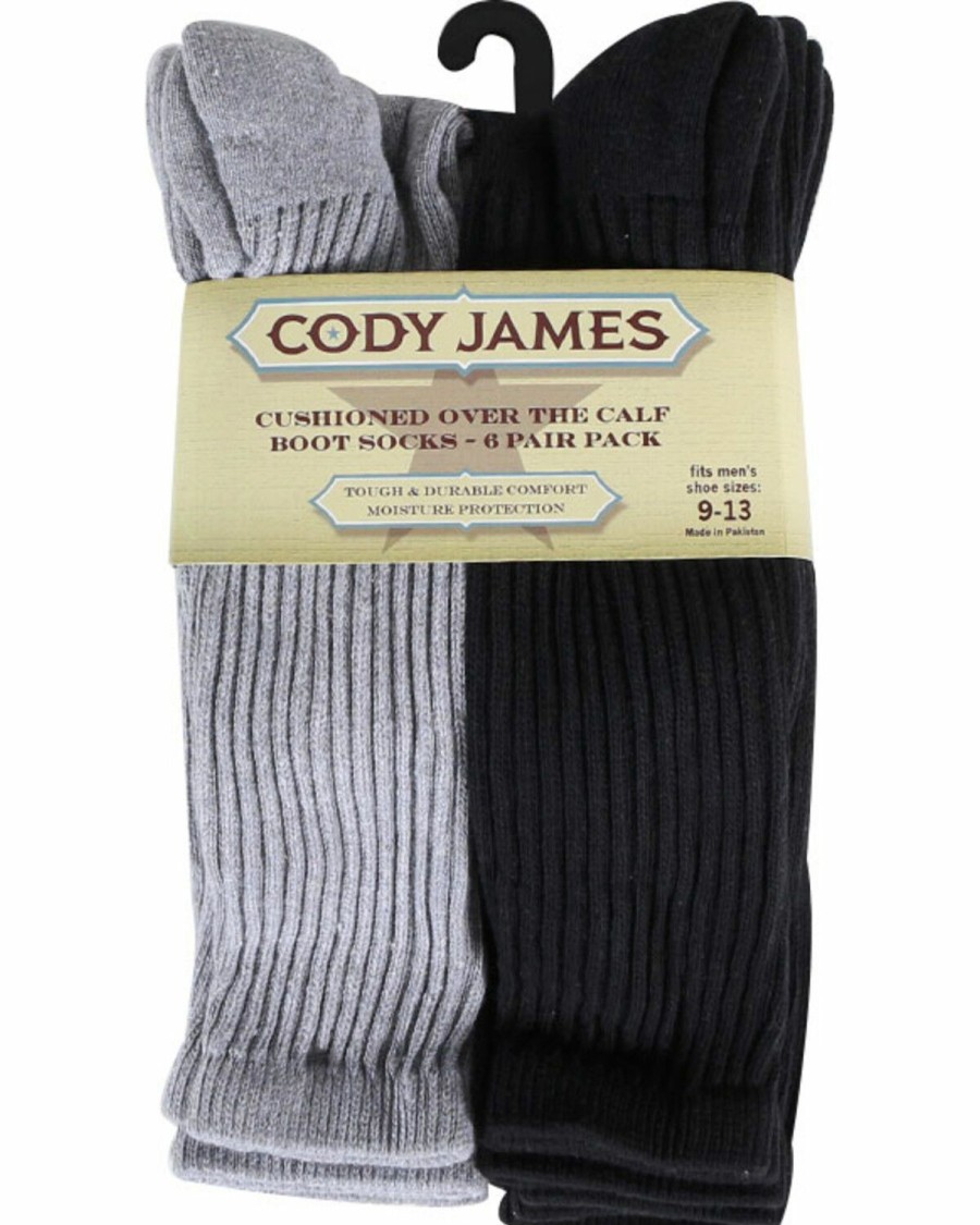 Men Cody James | Cody James Men'S Cushioned 6 Pair Boot Socks Pack Sale